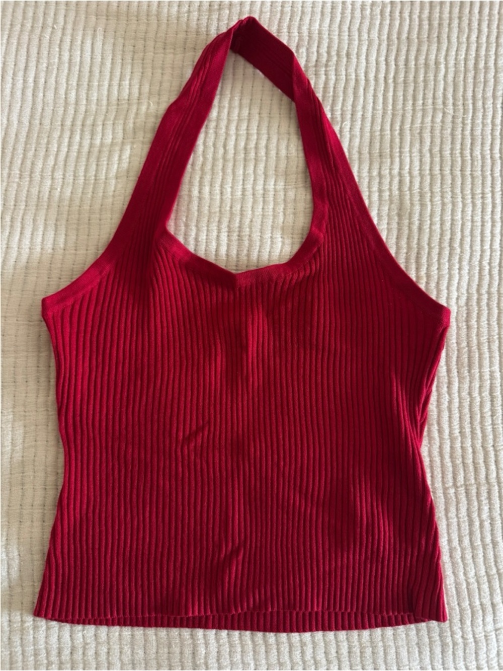 Rhythm. Red Ribbed Halter Tank Top